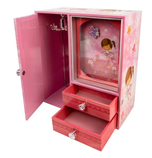 Pink Butterfly Fairy Deluxe Musical Standing Jewelry Box