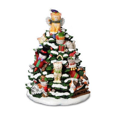 Holiday Cats Tree Figurine