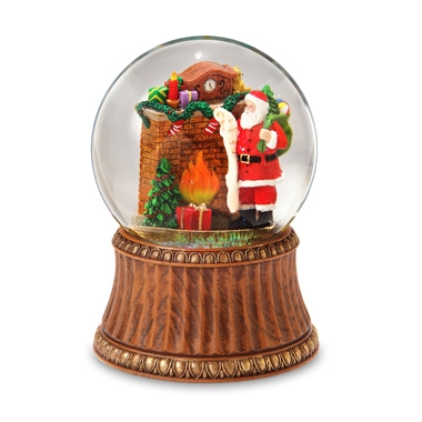 Santa by Fireplace 120mm Water Globe
