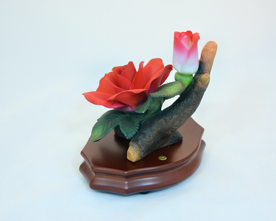 Cupid Flower - red rose musical figurine