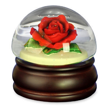 Red Rose Mushroom Water Globe Music box