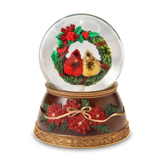 Cardinals in Wreath Water Globe