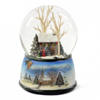 Winter Cottage with Carolers Snow - Water Globe