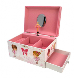 Ballet Recital Musical Jewelry Box with Side Drawers