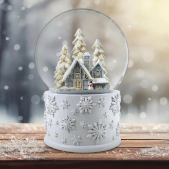 120mm Snowy White Home Scene Snow Globe