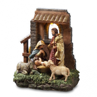 Holy family in Stable Window Figurine