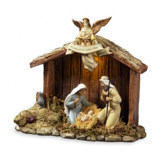 Nativity Stable w/ Holy Family Figurine