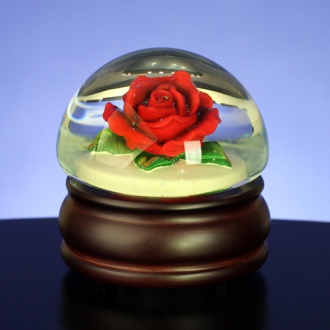 Red Rose Mushroom Water Globe Music box