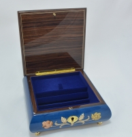 Dark Blue Floral Jewelry Music Box