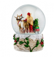 120MM Musical Santa w/ Reindeer Snow Globe