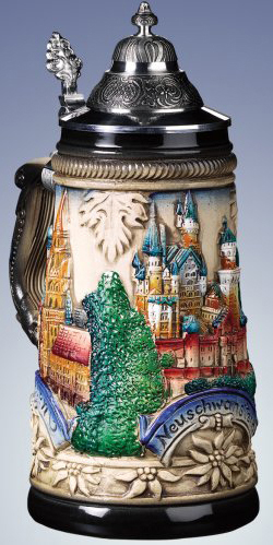 LE German Beer Stein with Neuschwanstein Castle Relief