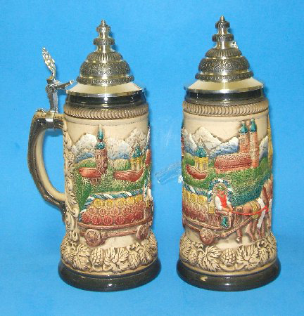 SALE! German Beer Stein with Octoberfest Beer Wagon