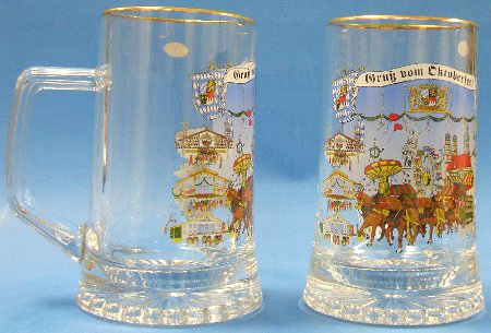 Oktoberfest German Glass Beer Mug