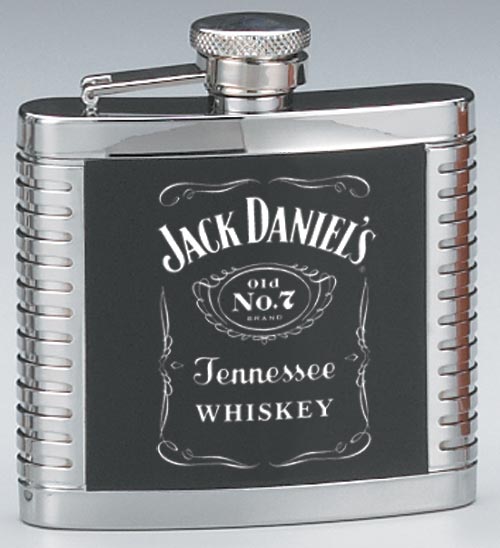 JACK DANIEL'S STAINLESS STEEL RIBBED FLASK