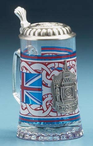 GLASS ENGLAND BEER STEIN