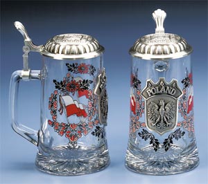 GLASS POLAND BEER STEIN
