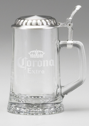 CORONA ETCH WHITE BEER STEIN
