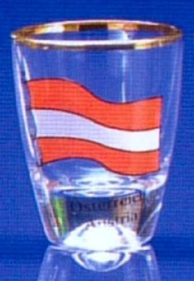 Austria Flag Shot Glass with Gold Rim  4 Piece Gift Box