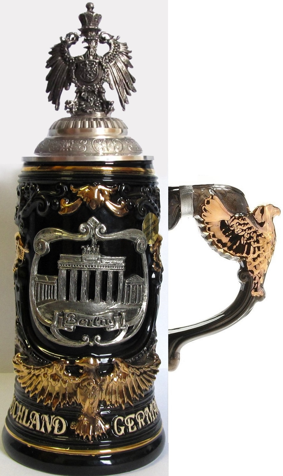 Berlin with Pewter Eagle Lid and Eagle Handle LE German Beer Stein .6 L