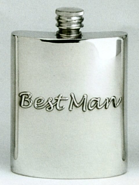 Best Man Fine English Pewter Flask
