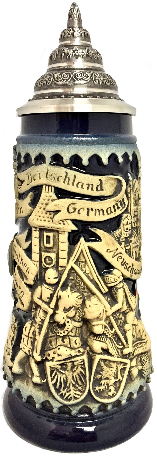 Blue Deutschland Germany Jousting Medieval Knights LE German Beer Stein .3 L