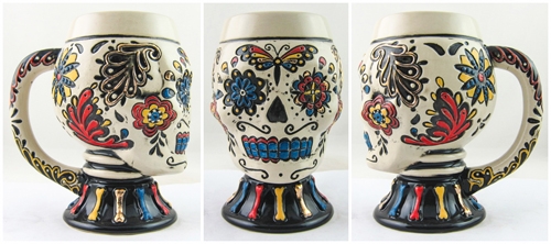 Day of the Dead Multi-color Skull Mug with Handle