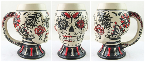 Day of the Dead Red Skull Mug with Handle