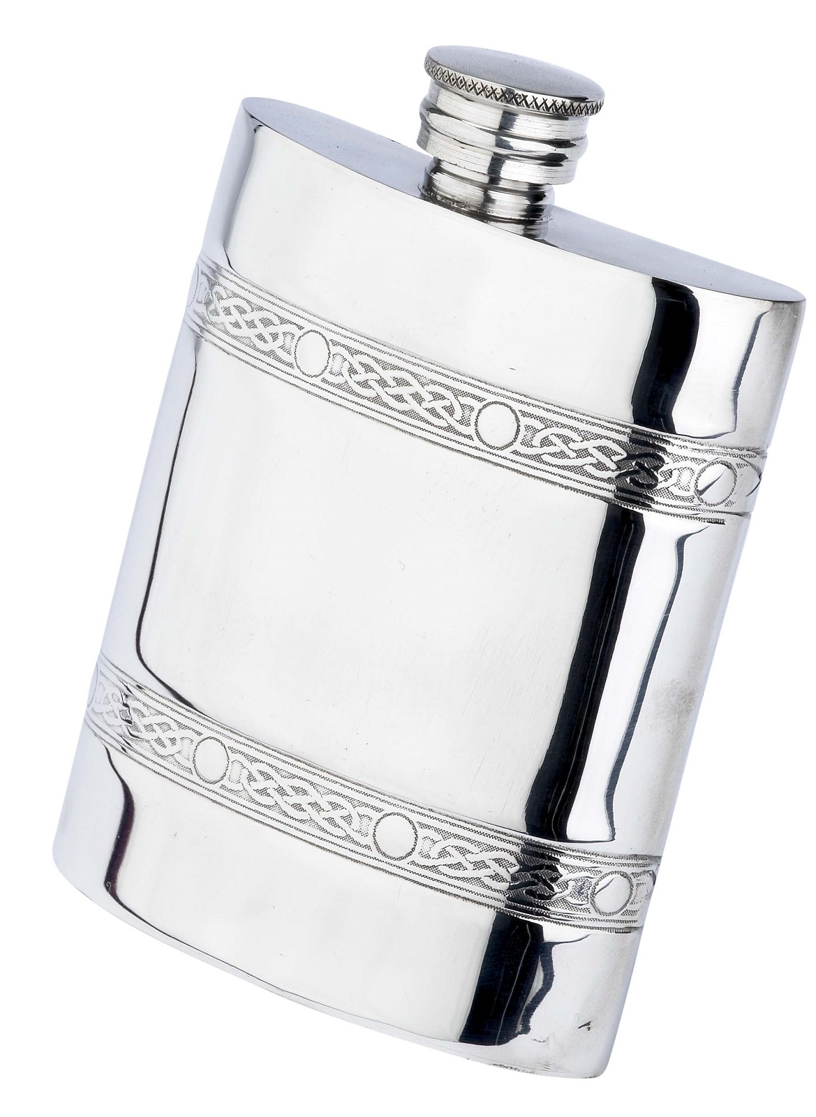 Double Celtic Band Oblong English Pewter Hip Flask