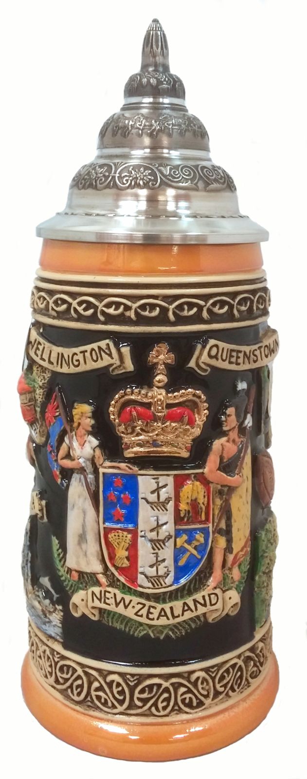 New Zealand Coat of Arms and Landmarks LE German Beer Stein .5 L