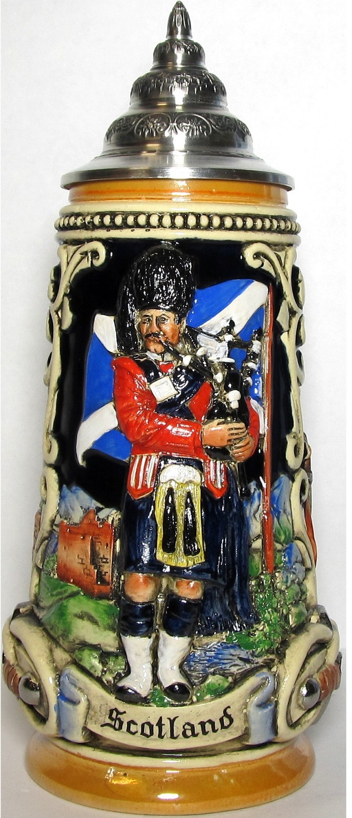 Scotland with Scottish Bagpiper LE German Beer Stein .5 L