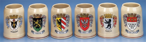 GERMAN CITY CREST MUG-SET OF 6 ASSORTED