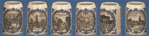 GERMAN CITY MUGS-SET OF 6 ASSORTED