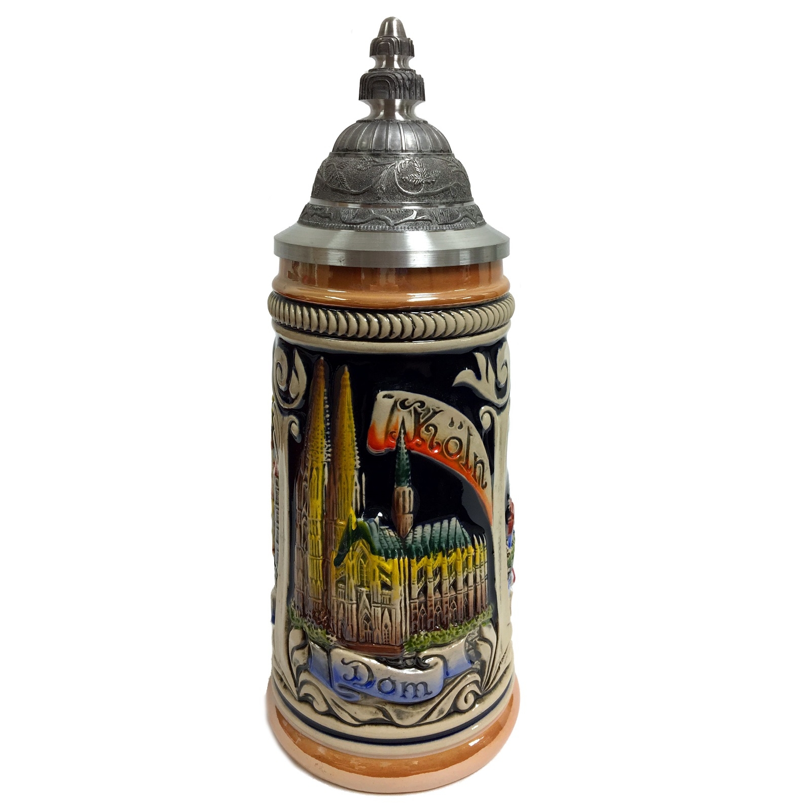 City of Koln Cologne Relief German Stoneware Beer Stein .5 L Made in Germany