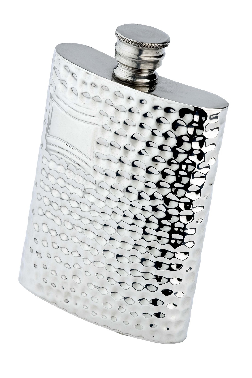 Hammered Dimple Oblong English Pewter Flask