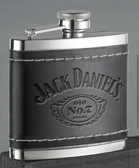JACK DANIEL'S STAINLESS STEEL LEATHER COVER FLASK