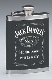 JACK DANIEL'S STAINLESS STEEL LEATHERETTE COVER FLASK