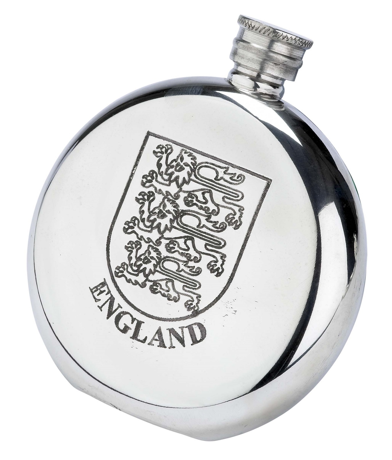 Royal Arms of England Crest Fine English Pewter Flask