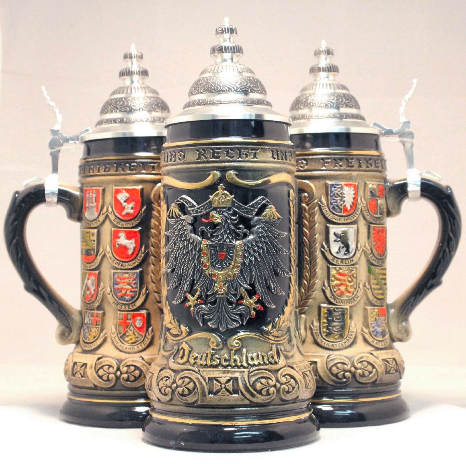 Germany Pewter Eagle State Crests LE German Beer Stein.5 L - Authentic Beer ...