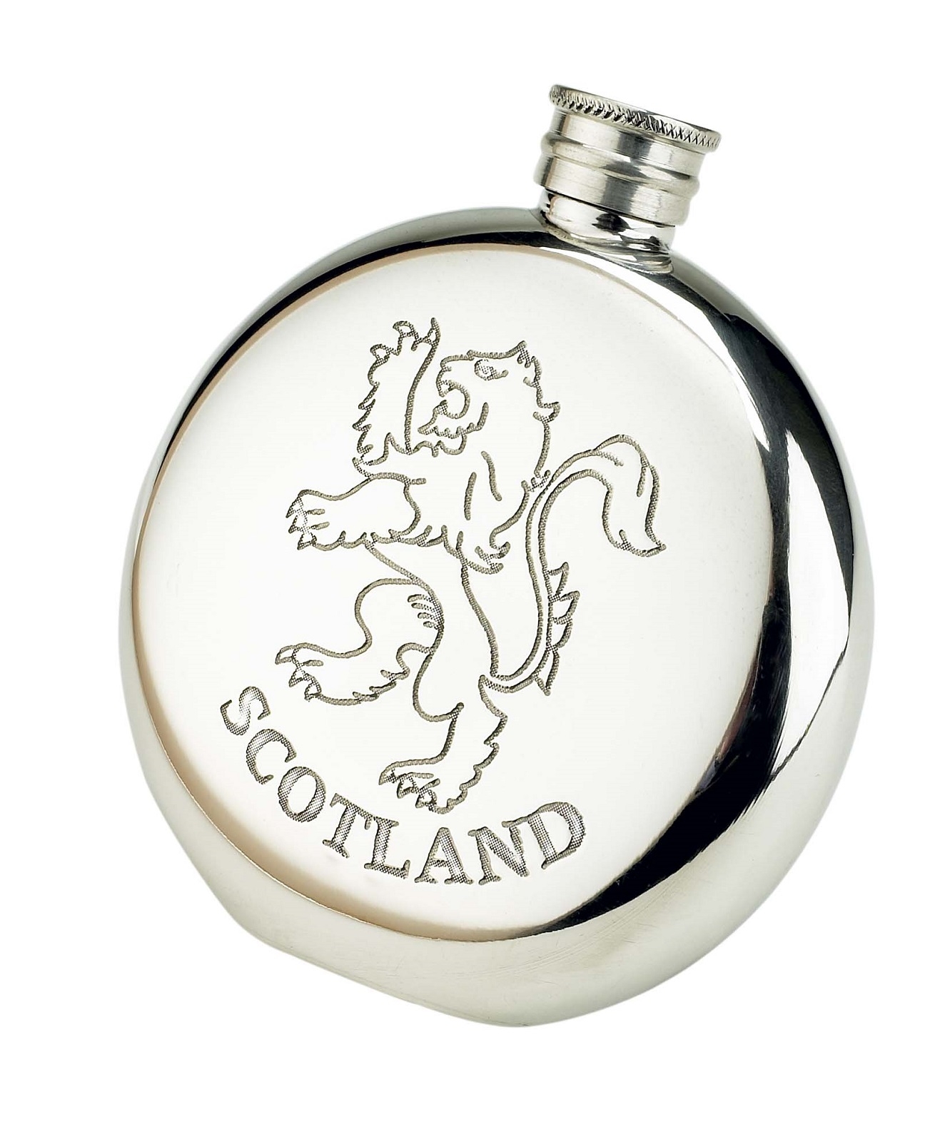 Scotland Royal Lion Round Fine English Pewter Flask