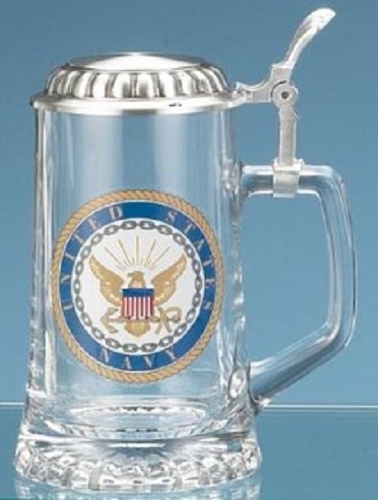 US United States Navy Glass Beer Stein