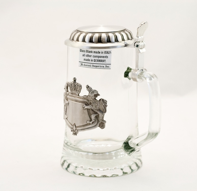 Bavarian Glass Stein With Engravable Crest - German Beer Glasses ...