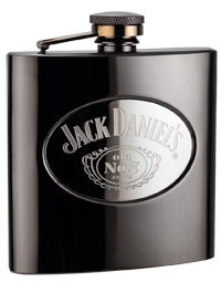 Jack Daniel's Gun Metal Flask w/ Oval Badge