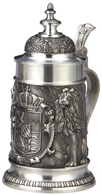 Pewter Stein Bayern with Conical Lid