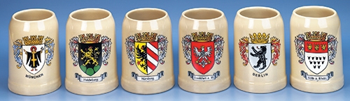 Beer Mug - German State Crests - 1L, 7.9 in.