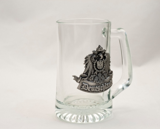 Glass Mug With Deutschland Crest - German Beer Mugs, Boots