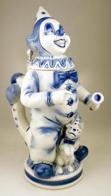 PORCELAIN HAPPY BLUE CLOWN STEIN