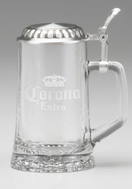 CORONA ETCH WHITE BEER STEIN