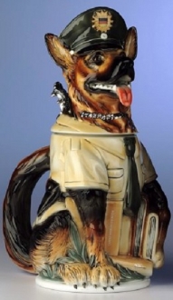 German Shepherd 3D Police Dog LE Beer Stein 1L