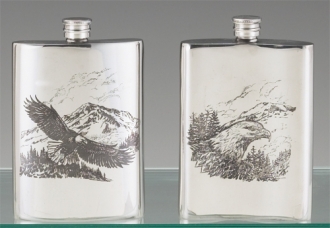 *JAMES MEGER PEWTER BALD EAGLE FLASK