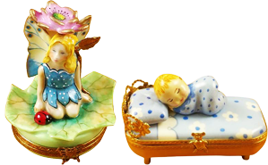 This is selection of elegant porcelain Limoges Boxes having themes that celebrate important events you may share with your child. 